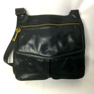 Fossil Black Leather Shoulder Bag Purse